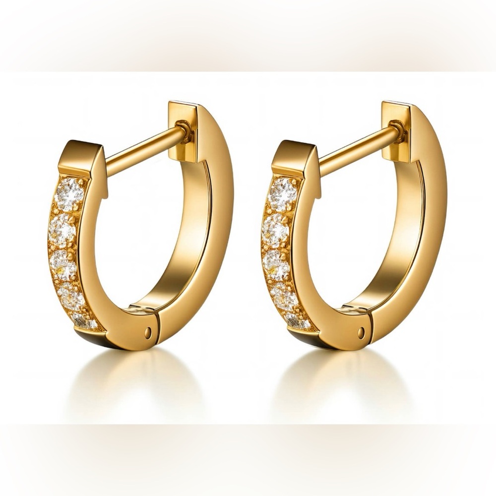 Elegant 18k Gold plated steel Hoop Earrings with Crystals